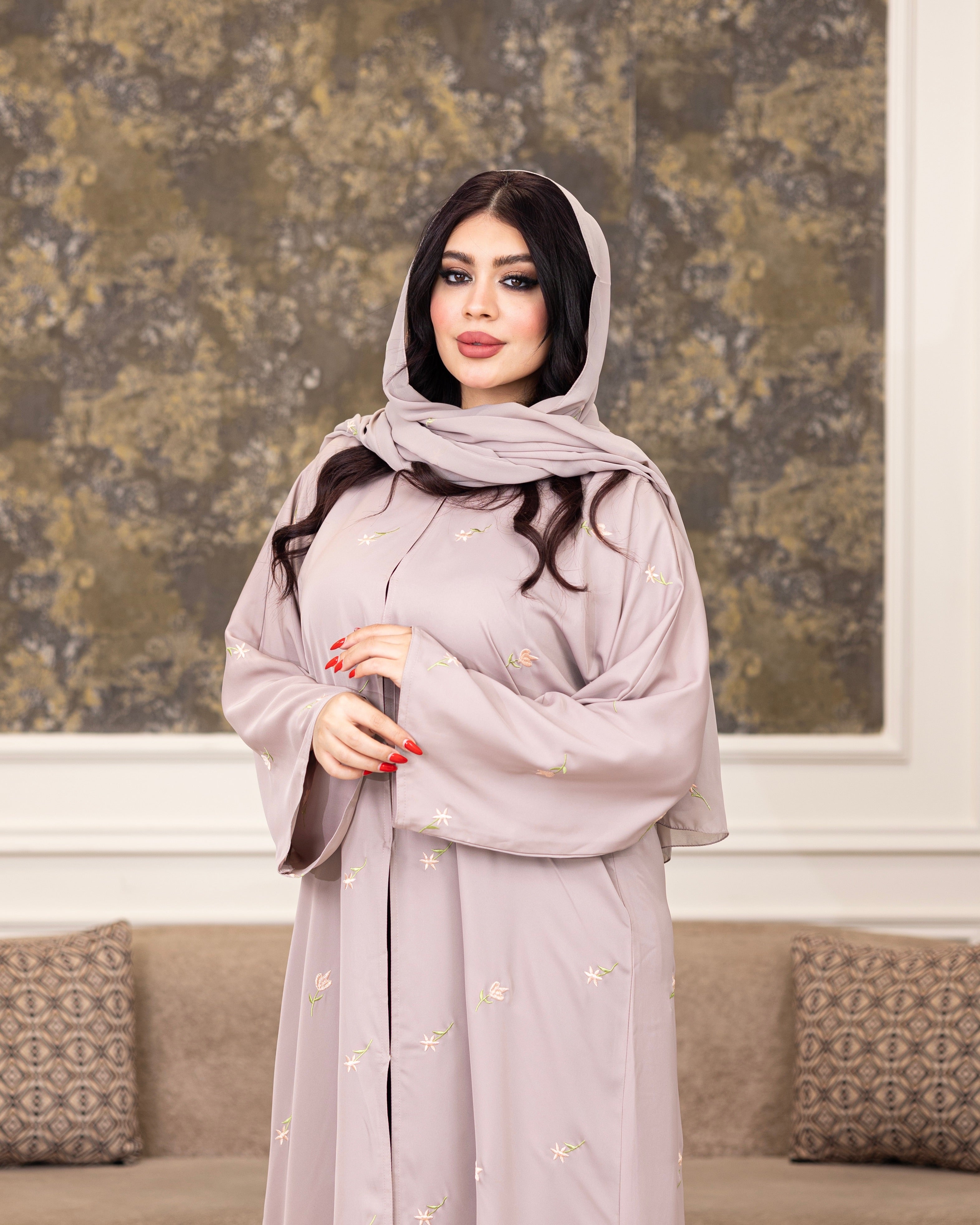 عباية تاوب بلوم مع شيلة | موديل 0040